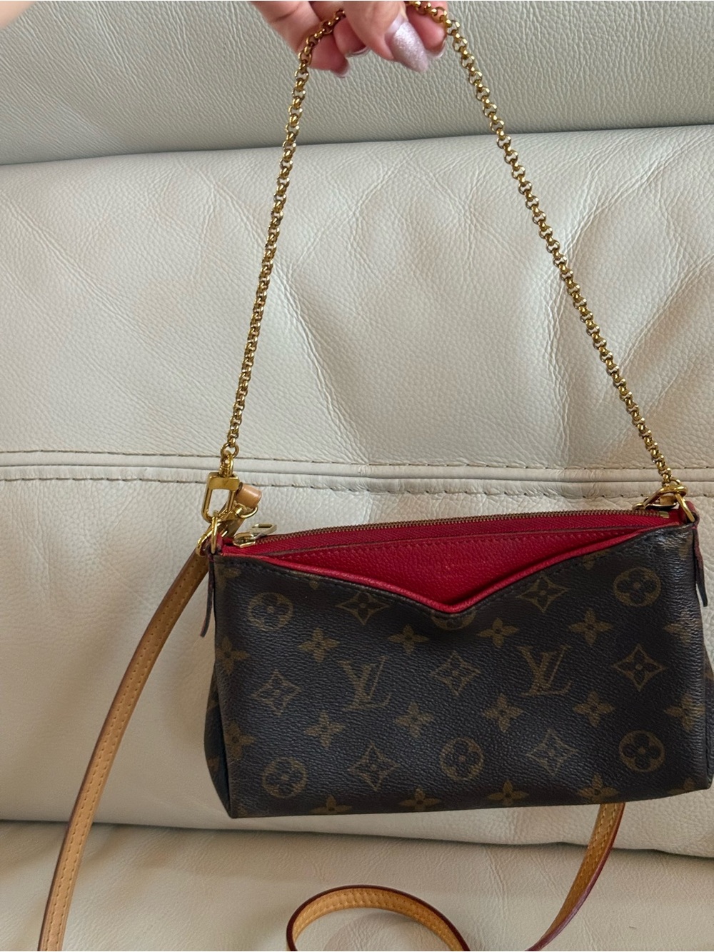 Louis Vuitton Monogram Pallas Pochette Accessoires with Red Trim - Picture 9 of 12